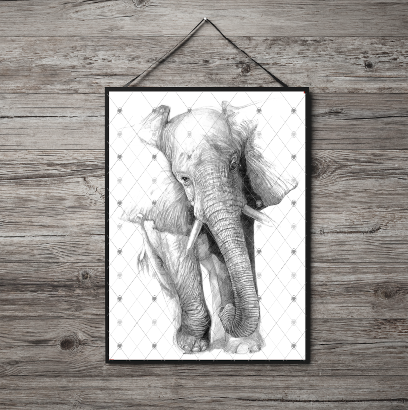 Elephant A4 Print, Elephant Custom Print, Personalised Wall Art